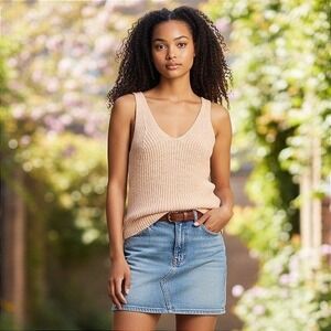 Madewell Monterey Sweater Tank Top Peach Pink Slouchy Knit Cotton Blend Size XL